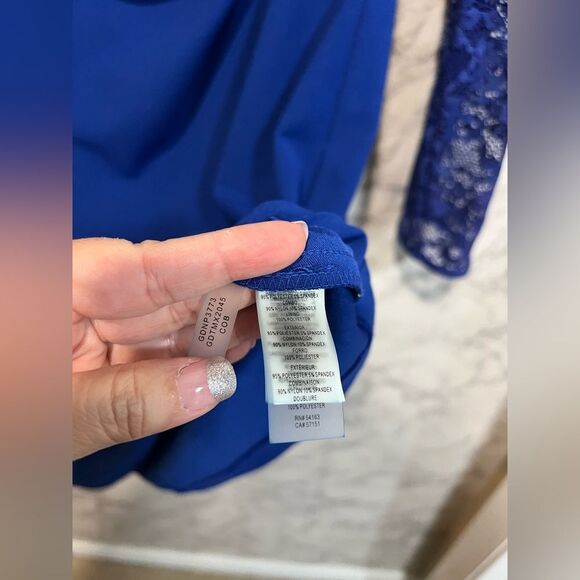 NEW GUESS Lace Sleeve Scuba Crepe Sheath Dress, Cobalt, Size 14 Long Sleeves - Picture 10 of 15